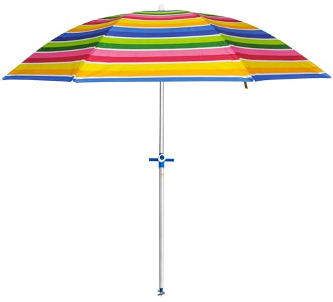 Pincho Sombrilla Playa 180 cm, Proteccion UV50+, Sistema, tubo acero 22/25 mm, Varillas Acero 3mm, Inclinable, Plegable, incluye Bolsa Transporte, ideal Playa Jardin Camping