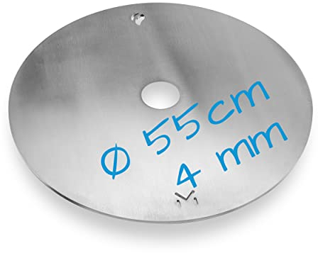 mocisa Grillplatte Feuerplatte Ø 55 cm für Fassgrill | Kugelgrill | Raketenofen | Stahl blank 4mm | Made in Bavaria | Plancha | Feuerring | BBQ Ring | BBQ Disc