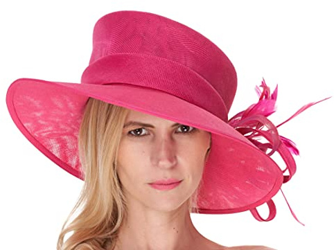 Caprilite Fuchsia Hot Pink Large Queen Brim Hat Occasion Hatinator Fascinator Weddings Formal