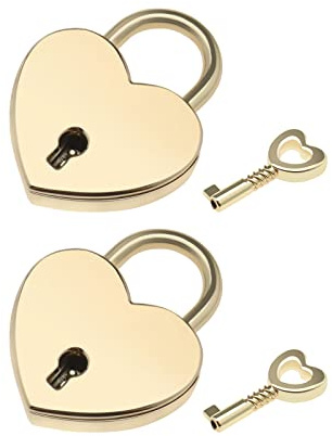 eMagTech 2pcs Cadenas en Forme de Coeur avec 2pcs Clés Mignon Mini Serrures en Métal pour Journal Intime Boîte à Bijoux Armoire à Tiroirs, 39x30x6mm