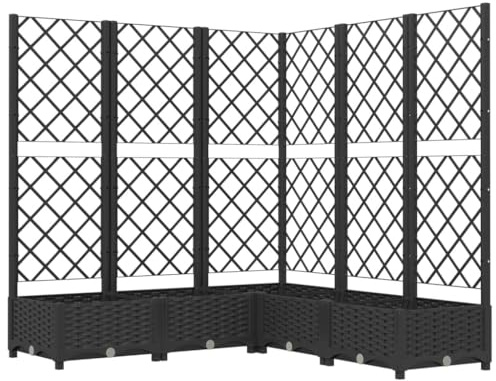 vidaXL Odlingslåda med spaljé svart 120x120x121,5 cm PP, blomlåda, planteringslåda, odlingslåda med spaljé, blomlådor, planteringslådor