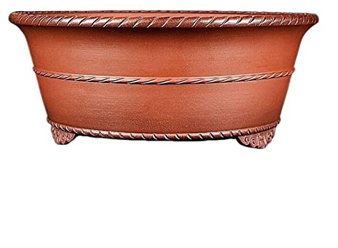 PEVSCO Blumentopf Runder großer Bonsai-Blumentopf, handgefertigt, Retro-Stil, lila Sand-Blumentopf, grüne Pflanze, Sukkulenten, Blumentopf mit Drainagelöchern Pflanzvase