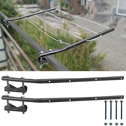 parpyon® Bracci Stendibiancheria da balcone esterno, Stendibiancheria per ringhiera, in Acciaio Verniciato per filo per stendere il bucato prodotto 100% Italiano (Fisso, Grigio scuro)