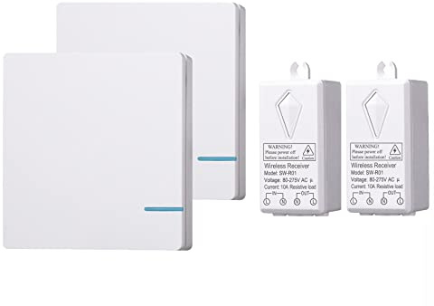 Lancoon Kit De Interruptor De Pared Inalámbrico Con Mini Receptor, ON OFF Impermeable Programable Para Casa Apartamento Hotel Interior Luces Exteriores