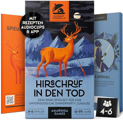Gourmet Criminelle® Krimidinner für zuhause I 4-6 Personen I Mysteriöser Mordfall Hirschruf in den Tod für Deine Crime Dinner Party I Spannendes Krimi Dinner Spiel ab 16 Jahren I 4-6 Spieler