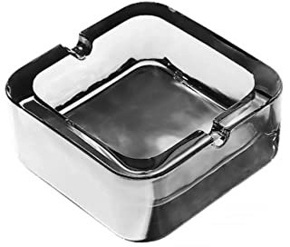 Elegant Aschenbecher aus Glas für den Schreibtisch, quadratisch, Zigarettenablage, Raucher aus klarem Kristall, mit Aschenbecher, Aschenbecher für Zuhause, Auto, Club, Büro, Hotel Einfach zu verwenden