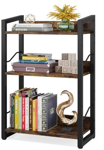 Hosfais 3-Tier Small Bookshelf Bookcase with Edge Protection