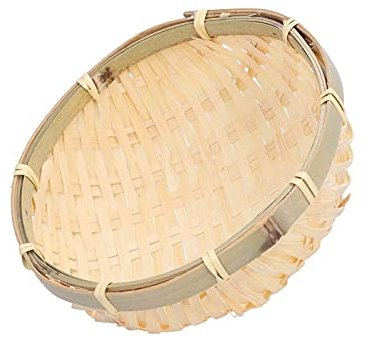 Cesta de Frutas Shau Kei Recogedor Cesta de Almacenamiento Bandeja Bandeja de Refrescos Cesta de Frutas Secas Cesta de bambú Cesta de Comestibles Cesta de Almacenamiento de