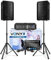 VONYX VX210 Système de Sonorisation Complet Bluetooth - 800 Watts, avec Trépieds Réglables, Table de Mixage Amplifiée, 2 Enceintes, Câbles, Microphone, Idéal pour Animer Vos Soirées