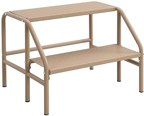 eHemco Heavy-Duty Metal 2 Steps Stool with 1100 lb. Load Capacity, 19.69 Inches, Industrial Yellow