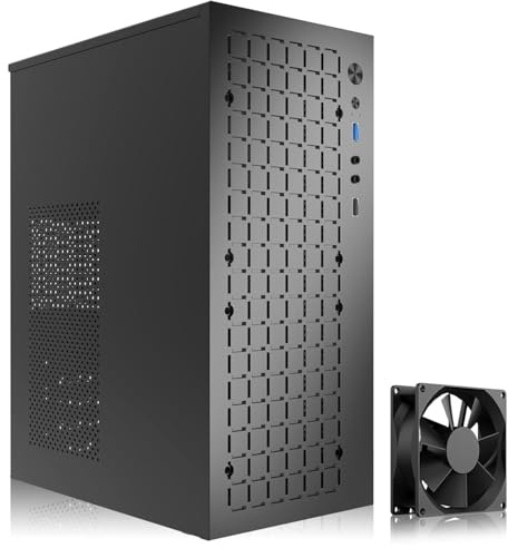 High Airflow Micro ATX PC case, Support MATX, Mini-ITX, Micro ATX, Slim with USB3.0x1 I/O Port, Black Without Fans
