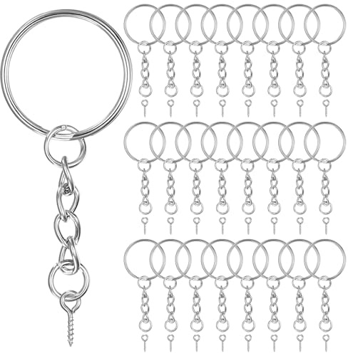 180 Stk. Schlüsselanhänger Set mit Ringen, Ketten & Schraubösen | 90 Schlüsselringe mit Kette + 90 Schrauböse Pins, ideal für DIY Basteln, Schlüssel- und Schmuckherstellung.