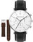 Walter Bach Herrenuhr Chronograph mit Quarzwerk I Echtleder Armbanduhrherren mit weißem Ziffernblatt & braunem Wechselarmband I 40 mm Durchmesser, gehärtetes Mineralglas I Uhr in Herrengeschenkbox