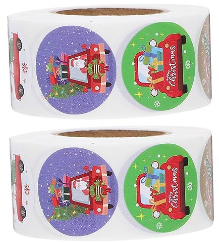 CAXUSD 3rollos Pegatinas Navideñas Para Regalos De Etiquetas Decorativas Pegatinas Autoadhesivas Para Sellar Cajas De Obsequio Fiestas Navideñas