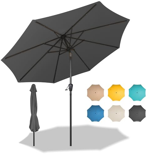HOMEDEMO Parasol de Jardin Exterieur, Protection UV50+, pour Terrasse, Balcon, Piscine, Patio, 2.7m, Gris Foncé