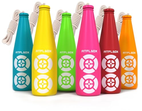 Atflbox 6 Pack Shatterproof Plastic Bottle Target for Backyard Shooting, Bright Colors with Hanging Rope for Target Practice, Ideal for Indoor and Outdoor Training