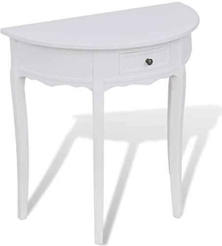 SDWEHO7 Halbrund Konsolentisch mit Schublade, Eingangstisch Flurtisch Beistelltisch Sofatisch für Wohnzimmer, Flur, Schlafzimmer, 80 x 40 x 78 cm