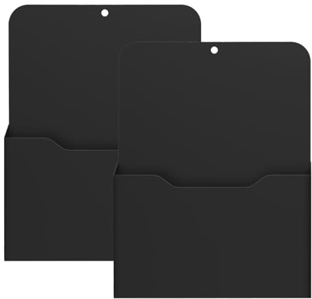 MoKo A4 Magnetisch Stiftehalter, Dokumentenhalter, 2 Stück, Schwarz | Als Zeitschriftenhalter Wand oder Whiteboard Zubehör, aus wasserdichtem PP mit magnetischer Rückseite.