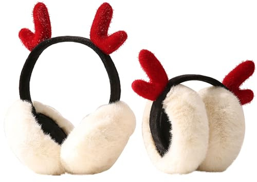 MHwan Cache Oreille Femme et Enfant en Peluche et Moelleux, Cache Oreille Fille Mignons Pliables pour Femmes, Garder au Chaud et au Froid, Confortables à Porter (Blanc)