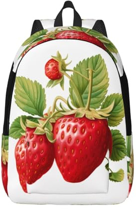 WURTON Fraise Clipart Imprimer Everyday Canvas Backpack Trendy Casual Laptop Backpack, Cute Vintage Canvas Backpack, noir, Medium