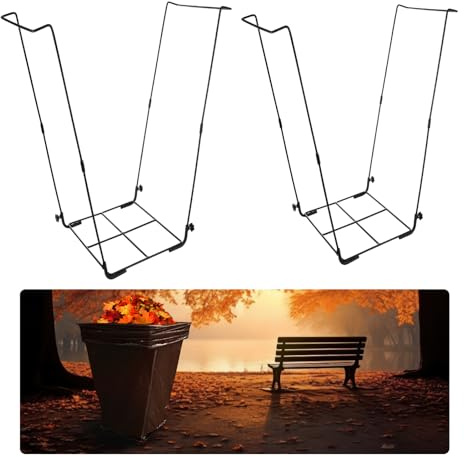 GHYKL 2 Pack Trash Bag Holder, Outdoor Metal Leaf Bag Holder Stand, Garbage Bag Holder Frame for 30-45 Gallon Capacity, Multi-Use Yard Leaf Bag Stand for Leaves, Camping, Weeding, Lawn Party