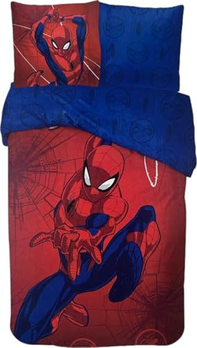 arlis Parure de Lit Spiderman pour Enfant, Housse de Couette Réversible 140x200 cm, Taie d'oreiller 63x63 cm, 100% Coton (Parure de Lit Spiderman, 140 X 200 cM)