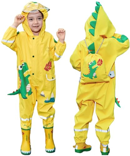 Impermeabile Bambini, Tuta Pioggia Bambina Antipioggia con Cappuccio Impermeabili per Bambini Ragazzi Ragazze Giacche da Pioggia Bambino Poncho Antipioggia Simpatico