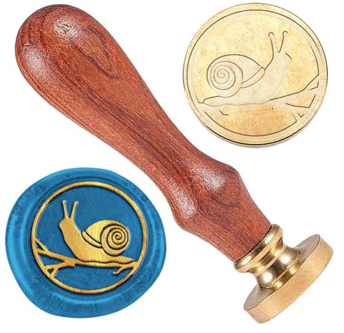 DELORIGIN Siegelstempel Aus Schneckenwachs Geprägter Stempel Siegelstempel Abnehmbar 25mm Messing Siegelstempel Aus Wachs Mit Holzgriff Hochzeitseinladungen Briefumschläge Geschenkverpackung Dekor