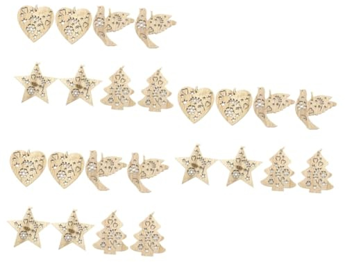 VILLCASE 3 Set Di Decorazioni Natalizie Palline Di Natale Accessori Per Feste Con Spago Etichette in Legno Cavo Per Decorazioni Per Lalbero Di Natale 8 Pezzi * 3