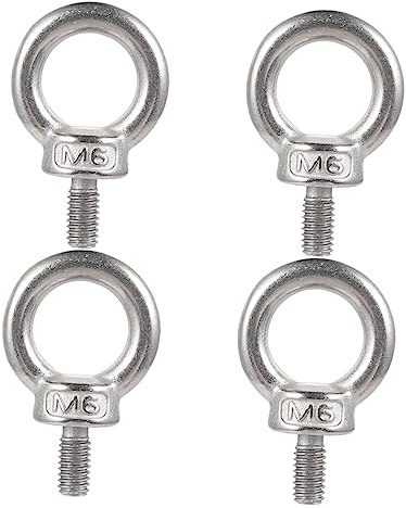 Hohopeti 4pcs Stainless Steel Lifting Eye Bolts Ring Nuts for Boats M6 Heavy Duty Screw Eyes Hooks for Secure Anchoring