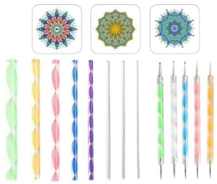LOVIVER 16x Art Dotting Tool Mandala Set Kreative Wohnkultur Handwerk DIY Kunst Zeichenbedarf Mandala Dotting Tool Art Dots Tool, A Set