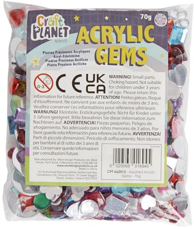 Craft Planet Acryl-Edelsteine, sortiert, 70 g