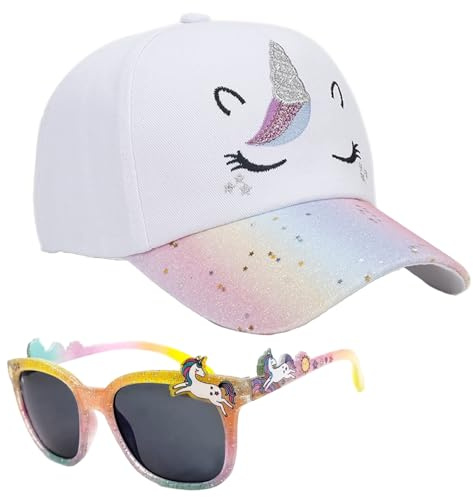 Matreeglam Gorra de béisbol de unicornio, gorra de béisbol ajustable con gafas de sol, gorra de snapback, gorra de béisbol para regalo, Blanco, Talla única