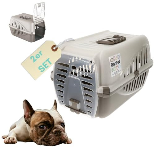 2X Hundebox Transportbox Katze Katzentransportbox Transportbox Kaninchen Katzenkorb Transport Hundetransportbox Grau sicheres Schloss