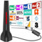 Antenna tv digitale per interni, Antenna tv portatile con solida base magnetica, cavo coassiale da 3 m. Supporta 4K 1080p VHF UHF DVB-T/DVB-T2 (Antenna Portatile TV Interna (rosso con amplificatore))