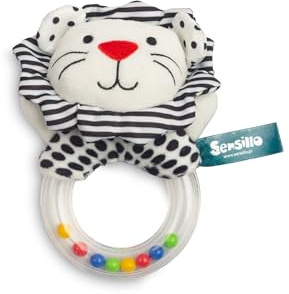 Sensillo - Rassel Baby, Kuscheltier Babyspielzeug mit Rassel - Motorikspielzeug für das spielerische Lernen - Plüschtier, Spielzeug für Babys & Kleinkinder ab Geburt - Löwe
