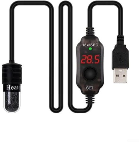 Kleine Tauch-Aquarium-Heizung für 1–3 l Aquarien, USB-Thermostat-Heizstab für Aquarien für Fische und Schildkröten mit Temperaturkontrolle, USB-Niederspannungs-Heizstab, Doppelzweck