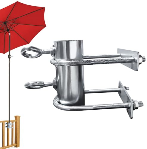 ACAREY Universelle Sonnenschirm Balkongeländer Verzinkt Sonnenschirmhalter Balkongeländer Ø38mm Sonnenschirm Halterung Balkon Gepolstert Flexibel Montierbare Schirmständer Dicke 4 cm (Kleine)