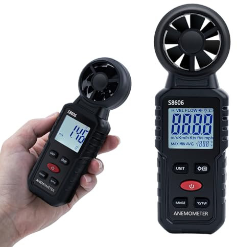 Tolesum Anemometro Portatile 3 in 1,Misuratore di Velocità del vento,Tachimetro, Misurator e di Livello del Vento,Misuratore di Portata d'aria per Esterni,Nela, Surf, Volo e tiro