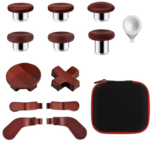 13 in 1 Component Pack Kit for Xbox Elite Series 2 Controller Metal Thumbsticks Replacement for Elite Series 2 Accessories Compatible with Xbox Elite Wireless Controller Series 2 Core (Dark Red)