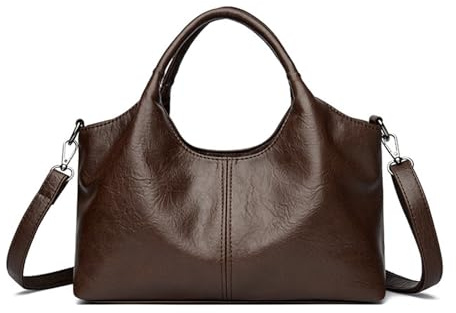 BUKESIYI Mujer Bolsos Bandolera Vestir Casual Bolsos de Mano PU Cuero Piel Convertible ES77452 Café