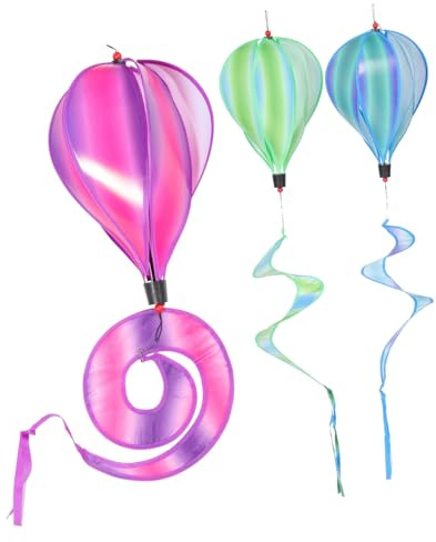 NUOBESTY 3 pièces Lot de Moulins à Vent Montgolfière Colorés pour Jardin Extérieur Décoration Suspendue Rotative Facile à Installer Ornement Décoratif pour Patio et Cour