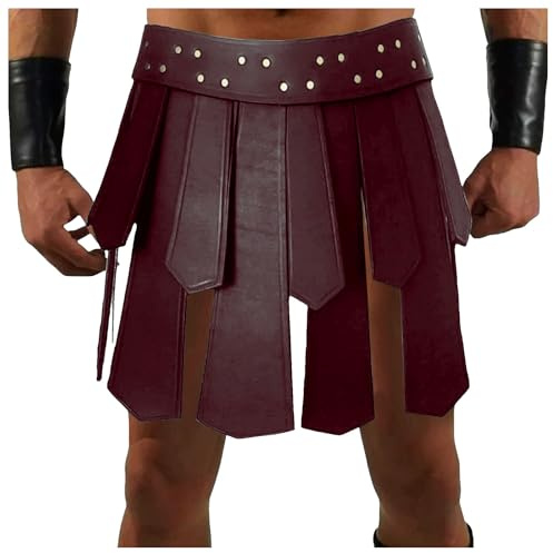 Cinturón de cuero sintético para hombre, falda de gladiador, romano, guerrero, armadura, tanque, cinturón de cuero ajustable, ancho con hebilla, fiesta, clubwear, falda, piel sintética, armadura para