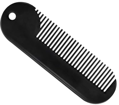 SEWACC Robuster Bartkamm aus Zinklegierung mit Antirost Funktion Tragbarer Schwarzer Kleiner Haarstylingkamm für Männer für Bartpflege im Salon oder Unterwegs
