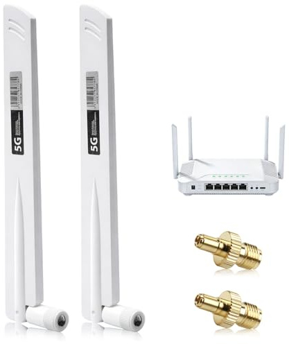 Antena 5G LTE 18dBi RP-SMA/TS9,Omni-Direccional Alta Ganancia 600-6000MHz para Routers, Cámaras de Vigilancia, Extensores WiFi, 3G/4G/5G/GSM/GPRS, Antena WiFi Exterior de Alta Potencia (Blanco)