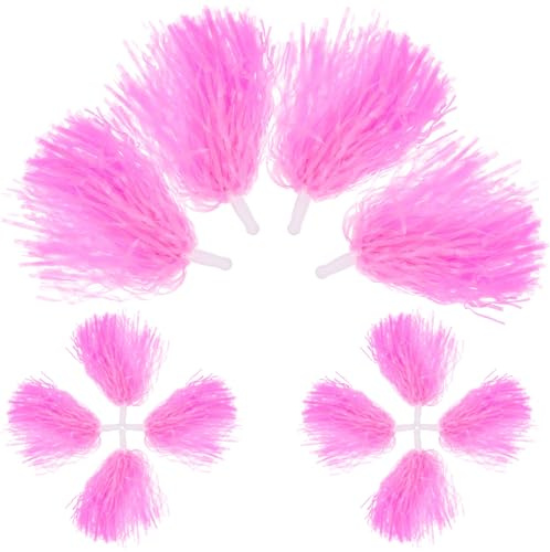 SUPVOX Pompons Cheerleading 12 Pièces en Plastique Léger 30g, Accessoires D'équipe de Danse Rose Vif Poignée Manuelle, pour Performances Sportives, Événements et Entraînements