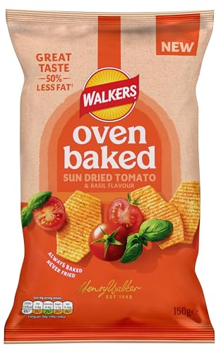 Walkers Oven Baked Crisps Tomato & Basil Snacks 150g