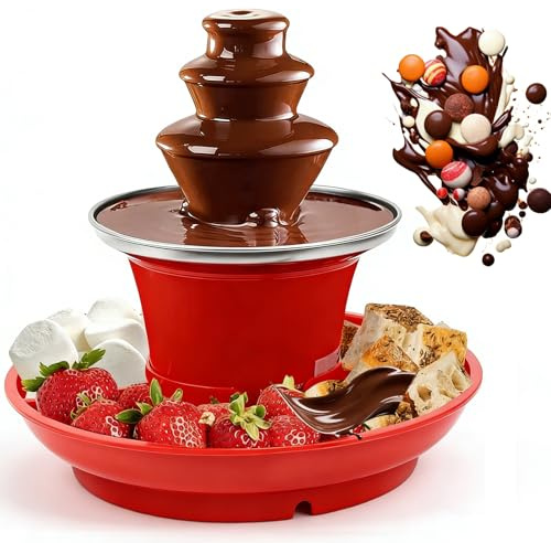 3-Tier Electric Chocolate Fondue Fountain Machine with Detachable Serving Tray for Melting Cheese, Butter, and Sauces, Ideal for Parties, Valentine's, and BBQ Events