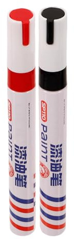 TOYANDONA 2 Piezas Rotulador para Lápidas Pintura Brillante y Resistente al Agua, Marcador Portátil de Plástico Rojo y Negro para Inscripciones en Piedra y Metal