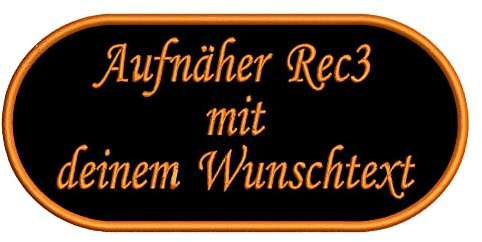 Rechteckiger Aufnäher Rec3 mit stark abgerundeten Ecken - für Deinen Wunschtext - viele Farben und Größen zur Auswahl - 15x7cm - personalisiert